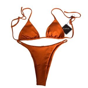 Zaful Women's Orange Triangle Bikini Set